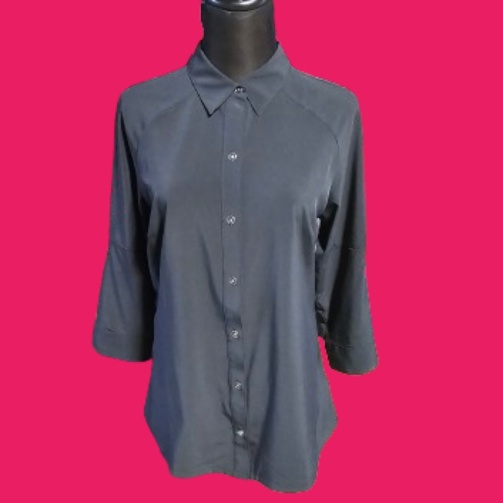 Columbia Black Omni-Wick Button Down 3/4 Sleeve Women's Medium NWOT